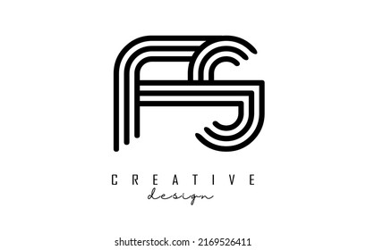 Black lines FS f s letters with monogram Logo Design. Creative vector illustration with geometric lines pattern.