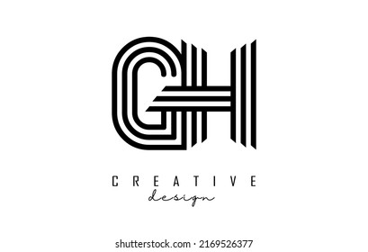 Black Lines Gh G H Letters Stock Vector (Royalty Free) 2169526377 ...