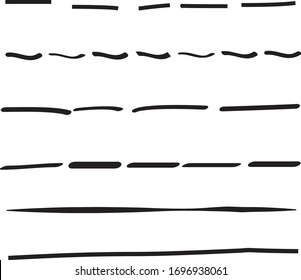 Black lines hand drawn vector set isolated on white background. Collection of doodle lines, hand drawn template. Black marker and grunge brush stroke lines, vector illustration