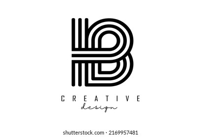 Schwarze Linien IB i b Buchstaben mit monogramm Logo-Design. Kreative Vektorgrafik mit geometrischen Linien Muster.