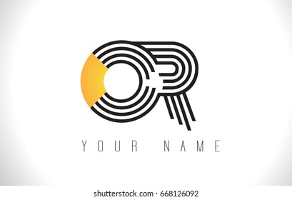 OR Black Lines Letter Logo. Creative Line Letters Design Vector Template.