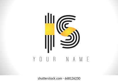 IS Black Lines Letter Logo. Creative Line Letters Design Vector Template.