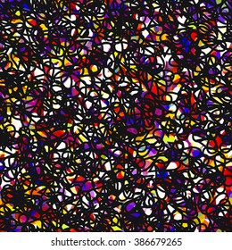 Black lines on spotty background. Editable vector. Seamless pattern with droplets. Tangled line. The effect of wool, feathers, knitting