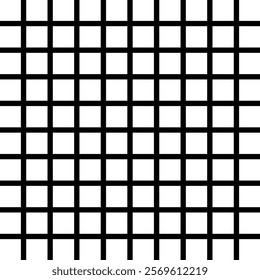 Black lines on white abstract pattern, mesh background with square shapes. Seamlessly repeatable. Grating, lattice pattern. Monochrome bw stripes design element. Vector illustration EPS 10.