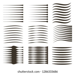 Black lines on white background. Speed lines black Comic vector elements. Vector Illustration. Set of different simple black vector speed line. Motion effect for your design.