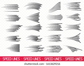 Black lines on a white background. Set of traffic signs. Black speed lines for elements Comic on a white background. Motion effect for your design. Vector illustration, EPS 10.