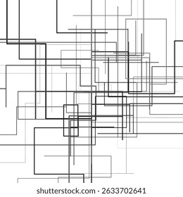 Linhas pretas no fundo branco. Abstrato preto e branco padrão quadrado de linhas. Padrão de tráfego abstrato. Ilustração gráfica vetorial