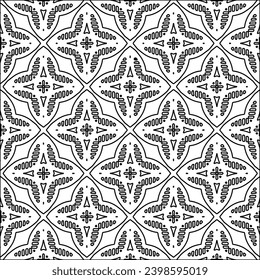 Black lines on white background.Wallpaper with figures from lines. Abstract patterns. Black  pattern for web page, textures, card, poster, fabric, textile. Monochrome design. 