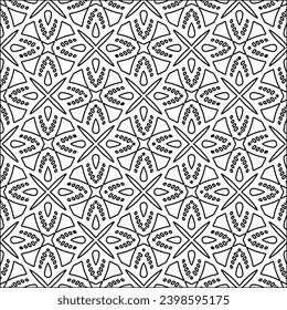 Black lines on white background.Wallpaper with figures from lines. Abstract patterns. Black  pattern for web page, textures, card, poster, fabric, textile. Monochrome design. 