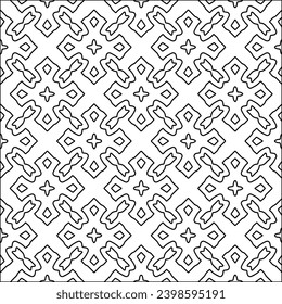 Schwarze Linien auf weißem Hintergrund.Tapete mit Figuren aus Linien. Abstrakte Muster. Schwarzes Muster für Webseiten, Texturen, Karten, Poster, Gewebe, Textilien. Einfarbiges Design. 
