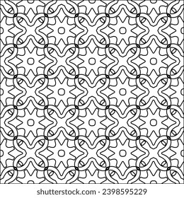 Black lines on white background.Wallpaper with figures from lines. Abstract patterns. Black  pattern for web page, textures, card, poster, fabric, textile. Monochrome design. 