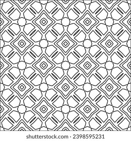 Black lines on white background.Wallpaper with figures from lines. Abstract patterns. Black  pattern for web page, textures, card, poster, fabric, textile. Monochrome design. 