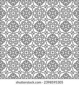 Schwarze Linien auf weißem Hintergrund.Tapete mit Figuren aus Linien. Abstrakte Muster. Schwarzes Muster für Webseiten, Texturen, Karten, Poster, Gewebe, Textilien. Einfarbiges Design. 