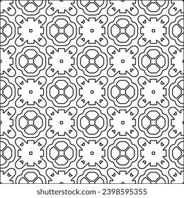 Black lines on white background.Wallpaper with figures from lines. Abstract patterns. Black  pattern for web page, textures, card, poster, fabric, textile. Monochrome design. 