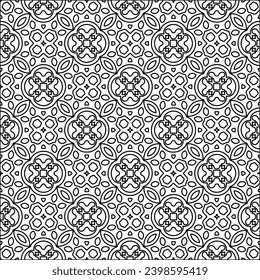 Black lines on white background.Wallpaper with figures from lines. Abstract patterns. Black  pattern for web page, textures, card, poster, fabric, textile. Monochrome design. 