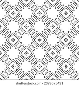 Black lines on white background.Wallpaper with figures from lines. Abstract patterns. Black  pattern for web page, textures, card, poster, fabric, textile. Monochrome design. 