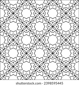 Black lines on white background.Wallpaper with figures from lines. Abstract patterns. Black  pattern for web page, textures, card, poster, fabric, textile. Monochrome design. 