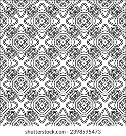 Schwarze Linien auf weißem Hintergrund.Tapete mit Figuren aus Linien. Abstrakte Muster. Schwarzes Muster für Webseiten, Texturen, Karten, Poster, Gewebe, Textilien. Einfarbiges Design. 