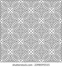 Black lines on white background.Wallpaper with figures from lines. Abstract patterns. Black  pattern for web page, textures, card, poster, fabric, textile. Monochrome design. 