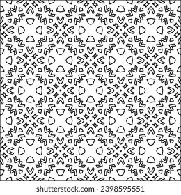 Black lines on white background.Wallpaper with figures from lines. Abstract patterns. Black  pattern for web page, textures, card, poster, fabric, textile. Monochrome design. 