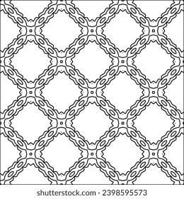 Schwarze Linien auf weißem Hintergrund.Tapete mit Figuren aus Linien. Abstrakte Muster. Schwarzes Muster für Webseiten, Texturen, Karten, Poster, Gewebe, Textilien. Einfarbiges Design. 