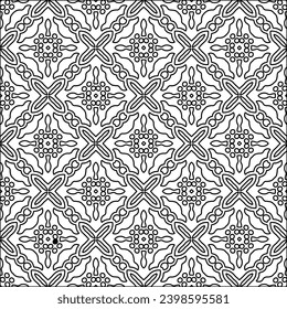 Black lines on white background.Wallpaper with figures from lines. Abstract patterns. Black  pattern for web page, textures, card, poster, fabric, textile. Monochrome design. 