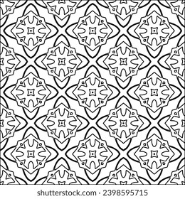 Black lines on white background.Wallpaper with figures from lines. Abstract patterns. Black  pattern for web page, textures, card, poster, fabric, textile. Monochrome design. 