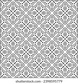 Schwarze Linien auf weißem Hintergrund.Tapete mit Figuren aus Linien. Abstrakte Muster. Schwarzes Muster für Webseiten, Texturen, Karten, Poster, Gewebe, Textilien. Einfarbiges Design. 