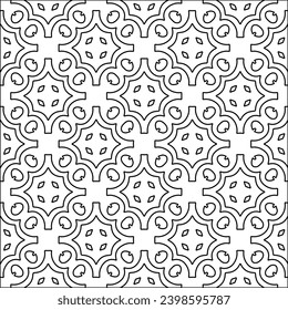 Black lines on white background.Wallpaper with figures from lines. Abstract patterns. Black  pattern for web page, textures, card, poster, fabric, textile. Monochrome design. 