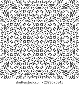 Black lines on white background.Wallpaper with figures from lines. Abstract patterns. Black  pattern for web page, textures, card, poster, fabric, textile. Monochrome design. 