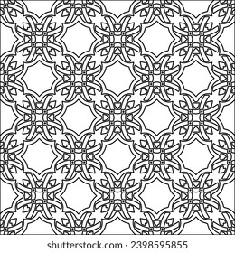 Black lines on white background.Wallpaper with figures from lines. Abstract patterns. Black  pattern for web page, textures, card, poster, fabric, textile. Monochrome design. 