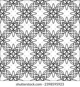 Black lines on white background.Wallpaper with figures from lines. Abstract patterns. Black  pattern for web page, textures, card, poster, fabric, textile. Monochrome design. 