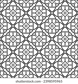 Black lines on white background.Wallpaper with figures from lines. Abstract patterns. Black  pattern for web page, textures, card, poster, fabric, textile. Monochrome design. 