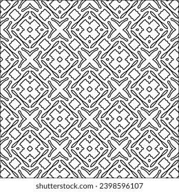 Black lines on white background.Wallpaper with figures from lines. Abstract patterns. Black  pattern for web page, textures, card, poster, fabric, textile. Monochrome design. 