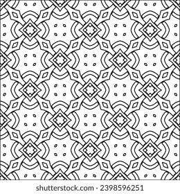 Black lines on white background.Wallpaper with figures from lines. Abstract patterns. Black  pattern for web page, textures, card, poster, fabric, textile. Monochrome design. 