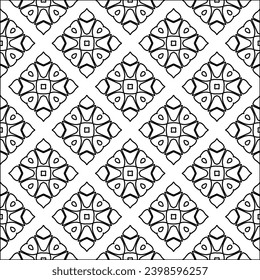 Schwarze Linien auf weißem Hintergrund.Tapete mit Figuren aus Linien. Abstrakte Muster. Schwarzes Muster für Webseiten, Texturen, Karten, Poster, Gewebe, Textilien. Einfarbiges Design. 