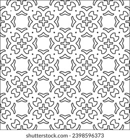 Black lines on white background.Wallpaper with figures from lines. Abstract patterns. Black  pattern for web page, textures, card, poster, fabric, textile. Monochrome design. 
