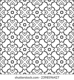 Black lines on white background.Wallpaper with figures from lines. Abstract patterns. Black  pattern for web page, textures, card, poster, fabric, textile. Monochrome design. 