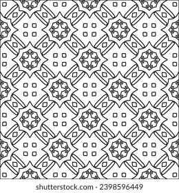 Black lines on white background.Wallpaper with figures from lines. Abstract patterns. Black  pattern for web page, textures, card, poster, fabric, textile. Monochrome design. 