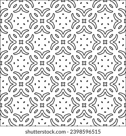 Black lines on white background.Wallpaper with figures from lines. Abstract patterns. Black  pattern for web page, textures, card, poster, fabric, textile. Monochrome design. 