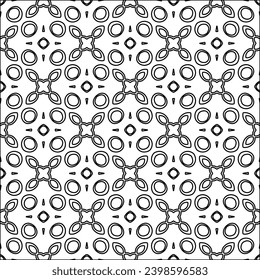 Black lines on white background.Wallpaper with figures from lines. Abstract patterns. Black  pattern for web page, textures, card, poster, fabric, textile. Monochrome design. 