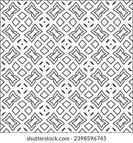 Black lines on white background.Wallpaper with figures from lines. Abstract patterns. Black  pattern for web page, textures, card, poster, fabric, textile. Monochrome design. 