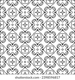 Black lines on white background.Wallpaper with figures from lines. Abstract patterns. Black  pattern for web page, textures, card, poster, fabric, textile. Monochrome design. 