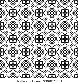 Black lines on white background.Wallpaper with figures from lines. Abstract patterns. Black  pattern for web page, textures, card, poster, fabric, textile. Monochrome design. 