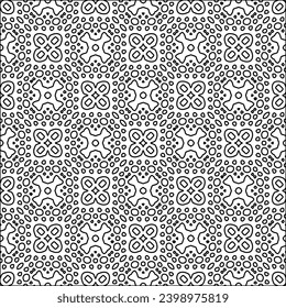Black lines on white background.Wallpaper with figures from lines. Abstract patterns. Black  pattern for web page, textures, card, poster, fabric, textile. Monochrome design. 