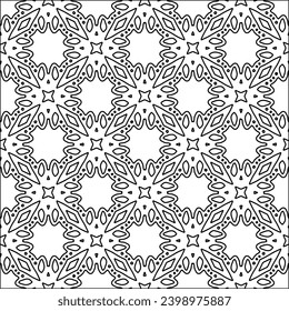 Schwarze Linien auf weißem Hintergrund.Tapete mit Figuren aus Linien. Abstrakte Muster. Schwarzes Muster für Webseiten, Texturen, Karten, Poster, Gewebe, Textilien. Einfarbiges Design. 