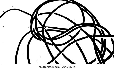 Black lines over a white background. Simple abstract black and white drawing. Expressive linear drawing.