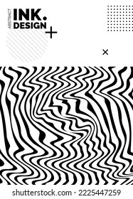 Black Lines Poster Template. Trendy abstract wavy backgrounds. Seamless striped patterns. Geometry optical effects. Fashion print for textile and fabric. Diagonal;vertical;deformed lines and ripples