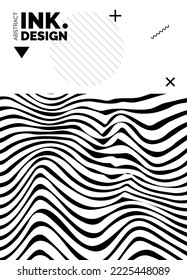 Black Lines Poster Template. Trendy abstract wavy backgrounds. Seamless striped patterns. Geometry optical effects. Fashion print for textile and fabric. Diagonal;vertical;deformed lines and ripples