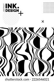 Black Lines Poster Template. Trendy abstract wavy backgrounds. Seamless striped patterns. Geometry optical effects. Fashion print for textile and fabric. Diagonal;vertical;deformed lines and ripples